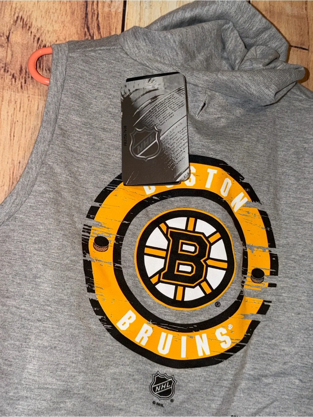 Dog Pet Boston Bruins Gray Hooded Sleeveless Hoodie Size Large NWT